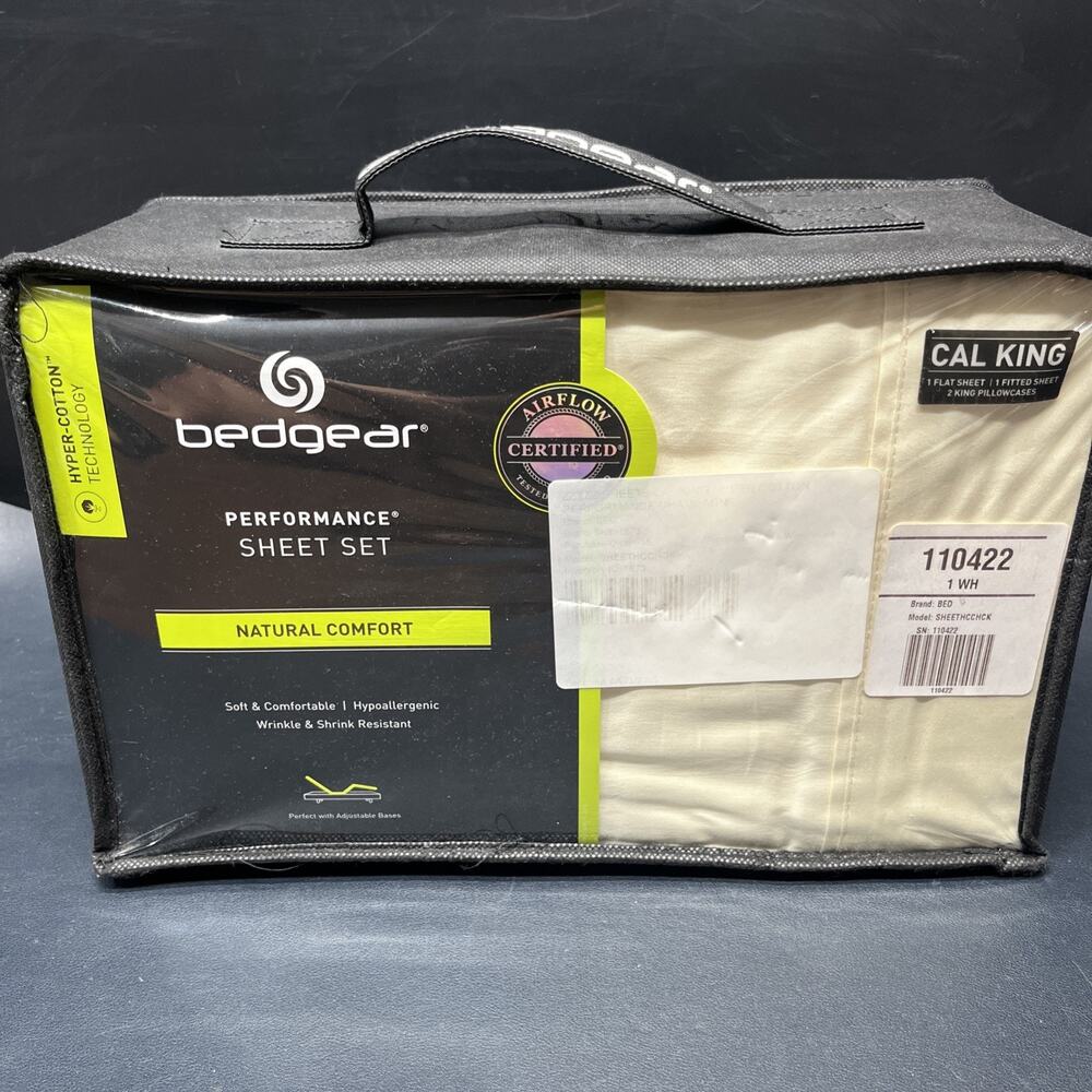 Bedgear Performance Sheet Set Hypoallergenic Hyper-Cotton Cal King Size New